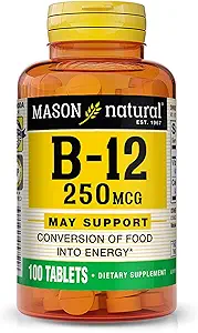 MASON 天然维生素B12 500毫克加钙,支持能量和神经健康,100平板,包3