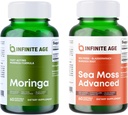 INFINITE AGE Wellness Bundle - Sea Moss Advance 1250 mg,莫林加粉末有机补充1000 mg - 美国制造