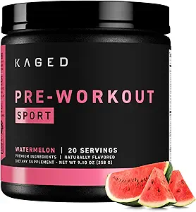 Kaged Sport Prewoout Powder for Men & Women, 西瓜, Sport Certification, 188mg Cafeine, Nitric Oxide 补充品, Beta Alanine for Energy, 举重, 心力耐力和强度, 20 services