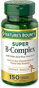 自然的丰盛,含有维生素C & Folic酸的超级B综合体 - Immune & Energy Support - 150平板,.