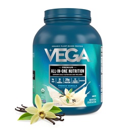 Vega All in One Nature Organization Organization - 20g Pea protein, French Vanilla, 43 services, 维生素A & C, Probiotics, Greens, Vegan, Keto, Gluten Free, 3.63升bs (Packaging May Vary) (Package May Vary).
