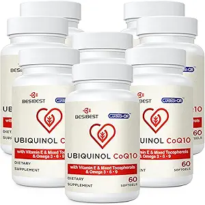 Ubiquinol CoQ10-600mg-Softgel, Active Coq10 Ubiquinol 配有维生素E & Omega 3, 6, 9, 高吸附-Coenzyme-Q10, 能源生产的强抗氧化剂, 试制, 480 Counter