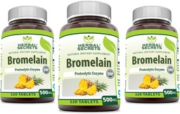 草药秘诀 Bromelain 500 Mg 120 平板电脑 补充 + 3 包 非 GMO → Gluten Free → 美国制造