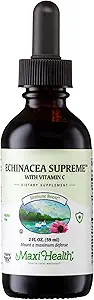 Maxi Health - 有机Echinacea 最高液体提取剂,含有维生素C - 免疫辅助剂 Echinacea Drops - 1000mg Echinacea 根和全厂草药提取剂 - 2 Fl Oz Immune Bootter 瓶