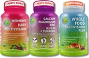 Vegan Multivitamins & Calcium Trio – 含铁的Whole食品 多维他明 + 女性日报 含铁的多维他明 + 以工厂为基础的钙,镁,锌,D3,K2 & Turmeric – 能源,骨和免疫支持