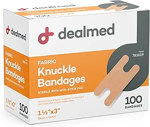 发售的 Fabric Knuckle 弹性粘贴带 – 100 个数 (1 Pack) 带非 Stick Pad, Latex 免费,伤者护理急救箱, 1 1/2"×3"
