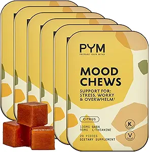 PYM Citrus Mood Chews 支持压力,忧患与过度,120 Counter + 130mg GABA,90mg L-Theanine → Vegan, Non-GMO, Gluten-Free, no Added Sugar →QQ全自然的Mood平衡补充在美国制造.