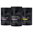 体育研究 Vegan Biotin 10000mcg 与椰油,晚间Primrose 补充来自冷压油和植物基维生素K2 MK7 + Vegan D35000iu
