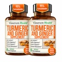 Turmeric Curcumin 配有姜根,用于联合支持,消化和胶体健康 -- -- 含有有机Turmeric Curcumin 配有黑色胡椒(Bioperine),用于强化吸收 -- 60 Capsules, 2 Pack