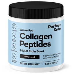Keto Collagen Pepteides蛋白粉配有MCT Oil,Hydrolyzed Collagen,I & III型补充剂,Gluten Free,草药,低卡布,Keto Coffee Creamer,Collagen for Men and Men, Unfavored