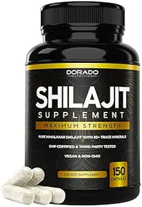 Shilajit Capsules(每服务150个,10,000毫克) Shilajit 富尔维酸自然生长的男女补充剂-喜马拉雅 Capsules饮食补充剂-NON GMO,美国制造