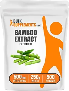 Bulk Assupports.com 竹条抽取粉 - 西里卡补充剂,竹条粉 - 草药补充剂,Gluten Free,每服500mg,250g(8.8 oz)(一包)