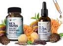 脑超食品套装 - 有机海 Moss & Smart Shrooms, Capsules and Liquid Drops Bundle, 有机爱尔兰 Seamoss and 7 Adapitive Supplements for Memory and Focus. 巧克力火焰中的液体滴入