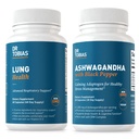 Tobias Lung Health博士和Ashwagandha Capsules -- -- 肺脏清洁和呼吸系统,配有冷却的适应性剂,非GMO