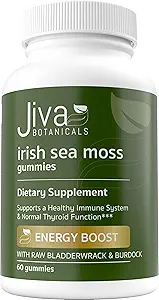 Jiva植物学 - 爱尔兰海 Moss Gummys with Bladderwrack & Burdock Root 3000mg - 对成年人的免疫系统支持 - 60 Counter