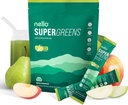 Nello Supergreens Superfoods 饮料混合 与氯氏菌,莫林加,菠菜,布罗科利,消化酶,以及Probiotics – Apple Pear Flavor, 20 services, Travel Pack