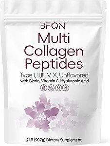 多Collagen蛋白粉,2英镑 – I型,II型,III型,V型,X型有Biotin,Hyaluronic Acid,Vitamin C型 – 不受欢迎的Collagen Peptides – Keto & Paleo 友好型,易溶型,非GMO型(2LB)
