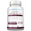 获批准的科学晚报Primrose Oil - 最大强度 - 冷压 - 10% GLA - 激素平衡,皮肤和心脏健康 - 60 Softgels - 所有自然