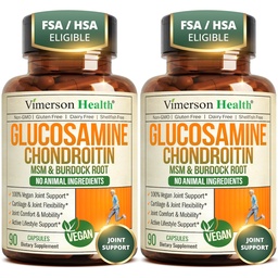 Glucosamine Chondroitin MSM – 用Glucosamine Sulfate 1500 mg, Chondroitin 和 MSM 联合支助补充剂 用于卡蒂拉基,联合健康和弹性 2 Pack, Vegan