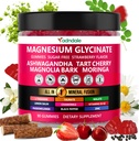 Adndale 90ct 15-in-1 甘油酸镁(Glycnition Gummys 400 mg/serv-) 与马来酸镁,阿斯瓦甘达,塔尔特樱桃,玛格诺莉娅·巴克,柠檬浆,激情花,香菊,L-天宁,锌,维生素K2 & D3