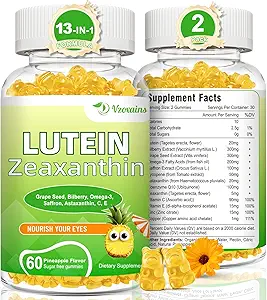 配有Zeaxanthin Gummys、Lutein和Zeaxanthin的Lutein 20毫克配有眼维生素C、E、Bilberry配有眼健康-120吨