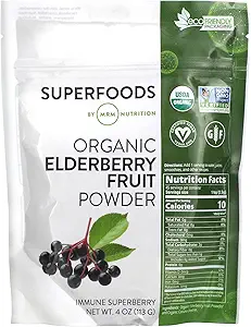 MRM 营养 有机 长莓果粉 超级食品 超级食品 超莓 抗氧化剂 + Fiber + Vegan + Gluten-free → 45 服务