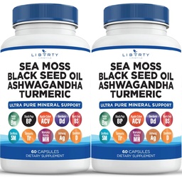 海摩斯黑种子油 Ashwagandha Turmeric Bladderwrack Burdock - 与马努卡,蜂蜜丹德利翁,ACV 黑辣椒 Gluten Free - 2-Pack (英语).