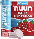 Nun Daily Electrolyte 片,配有镁,钙,钾,氯和钠,无胶,无糖, & Vegan,野草莓火焰,8 Pack(共80种)