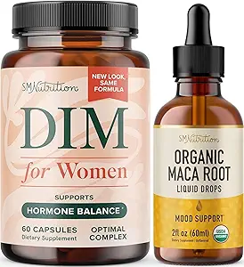 SMNUTTION 有机马卡根叮当和女性的DIM 补充 → Hormone 平衡套装 液态马卡根滴(120个服务)和250mg DIM 女性综合体(60个服务)