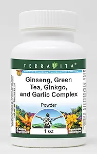 Ginseng, Green Tea, Ginkgo, 和大蒜复合粉(1 oz, ZIN: 517068) - 3 Pack