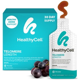 健康Cell Telomere长度补充 - 抗衰老Telomere长度补充 细胞健康用激素和维生素 - AC-11, Astragalus & Resveratrol - 30 Gel Packs, Grape Flawared