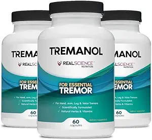 Tremanol 天然援助 神经学辅助剂必需的Tremor Relief Herbal 补充剂 - 包括维生素B2 & B12, Passionflower & Skullcap for Hand Tremor Aids - 在美国制造, 60 Caps (Pack of 3)