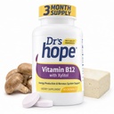 维生素B12 1000 Mcg, B12 维生素1000 Mcg 帮助增加代谢, 能源生产和神经系统支持, 90 Chewable 片片 - 1 tablet per service, Non-GMO & Gluten Free