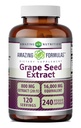 惊人的方程式 葡萄种子 800 Mg 提取(20:1) → 16,000 Mg 等效 → Veggie Capsules → Non-GMO → Gluten-Free → → 美国制造(240个计数)