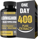 Noomost Ashwagandha 根提取 15:1 与 Black Pepper 进行更好的吸收 - 60 Capsules - 自然压力,能源,焦点和睡眠支持 - 男女适应性补充 - 美国制造