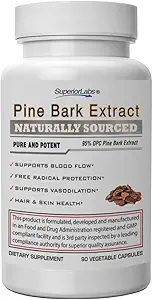 高级实验室 Pine Bark 提取200 mg – 95% OPC 法国海洋 Bark 纯非GMO 健康循环和血液流动的公式 心脏 皮肤和头发支持 自由狂犬病防御 90 Veg Caps