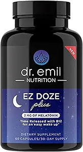 DR. EMIL NUTION EZ Doze Melatonin- Free Natural Sleep Aid with L-Theanine, GABA & 5HTP - 成人超强睡眠药丸 - 安全无海特型(60 Veggie Capsules)