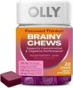 OLLY 专注思想家Brainy Chews,Omega-3 ALA,维生素B6 & B12, Plus Thai Ginger 提取用于警戒,浓度和认知性能支持,蔬菜,Raspberry, 20 Counter