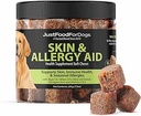 Just FoodForDogs Skin & Allergy Care Soft Chews Supplement for Dogs, Seasonal Alergies, Itchy Skin Relief, Infimmation, Immune Support - 45 Counter 狗肉,季节性过敏性,肌肤减轻,炎症结,免疫性支持 - 45个
