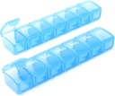 2 Packs Small Weekly Pill 组织者,Pocket Daily Pill 药丸箱/维生素/鱼油/补充剂(蓝色)