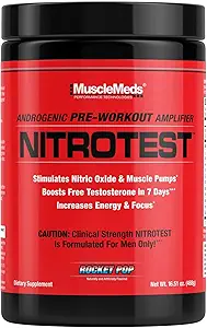 肌肉Meds Nitrotests 工作前补充饮料、乳酸奶、Testosterone、Rocket Pop、30个服务费、1.03英镑、1个计数