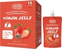Konjac Jelly Pouch 可饮草莓 Flavor, 7 Calories, Gluten Free, 零糖, Keto, Collagen Peptides 和维生素C, 低脂肪健康果馅, 假日礼品, 10包
