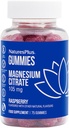 Natures Plus Gummys Magnesium Citrate - 75 Gummys, Raspberry - 帮助平息心灵和身体,支持骨质密度 - 蔬菜,Gluten自由,非GMO - 25服务
