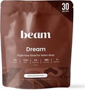 Beam Dream Sleep Powder, L-Theanine, Apigenin, Reishi和Magnesium, 第三方测试了《自然睡眠援助》和《深睡、放松和恢复补充》,《自然睡眠支助》,30种服务