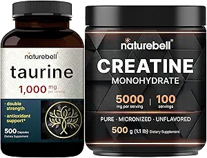 NatureBell Creatine 单水合物 粉末和陶里恩 Capsules 1000毫克