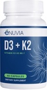 D3+K2 - 男女维生素 D3 K2 补充药 - 60 Veggie Capsules - 配有 Bioperine Black Pepper 提取剂 - 支持最大钙吸收和心骨健康 - 美国制造