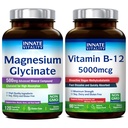 天然维生镁 甘油和维生素 B12 捆绑,无 Gluten & Vegan, 镁 (120 Caps) & 维生素 B12 (90 Fast Disolution Tabs), 价值包, 捆绑和保存