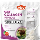 VEV Multi Collagen Peptides Powder, 16 oz (41 Servings) – Type I, II, III, V, X, Hydrolyzed Collagen, Hyaluronic Acid, Biotin, Vitamin C, Supports Skin, Unflavored, Dissolves Easily