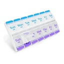 EZY DOSE Push Button(7天) Pill case, Medical Planner, Daily Vitamin Organizationer, 2 Times a Daily AM/PM, X-Large Compations, 关节炎友好,易用, 清液,紫蓝色, BPA Free