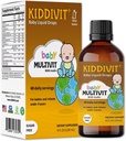 Kiddivit Baby 多维他命液体滴入胰岛素 - 48 Daily services, 4 Fl Oz(120mL) - Glass Bottle - 无糖, Gluten Free, 蔬菜友好